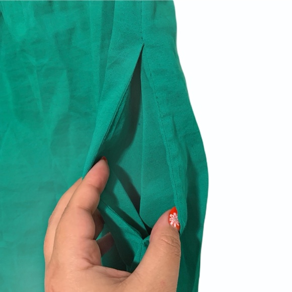 Theory Green Peasant Anali Linen Dress Sz P EUC - Picture 5 of 7